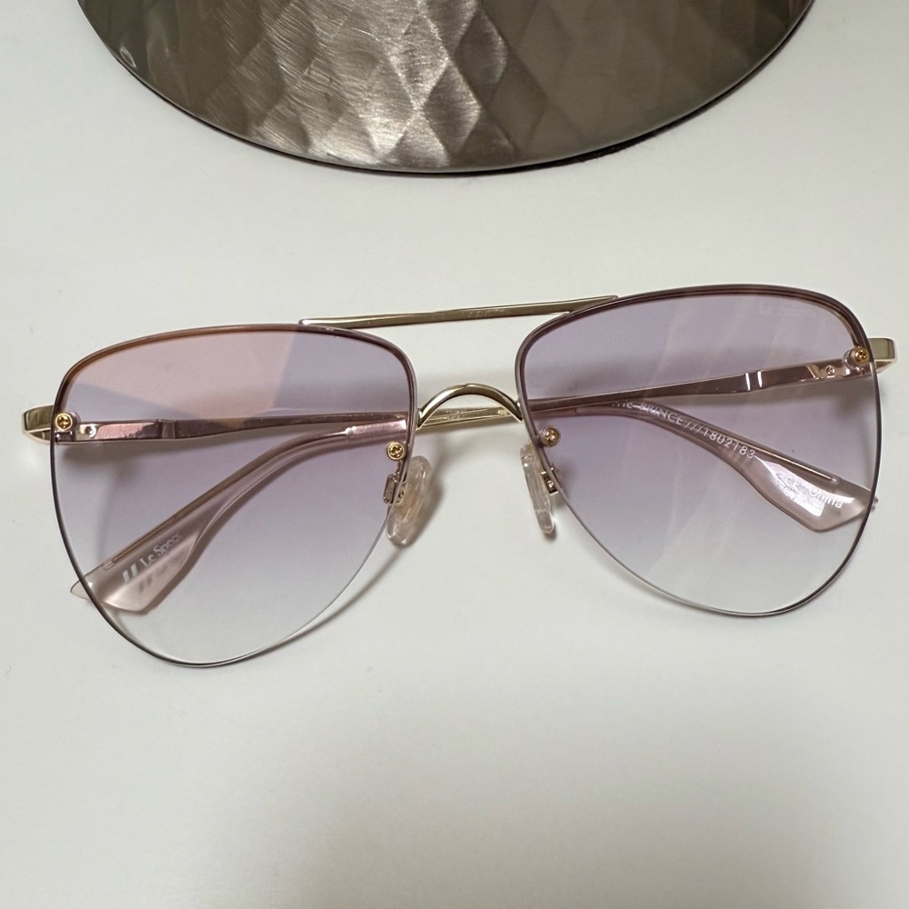 Le Specs Gold Frame with Pink Lenses Sunglasses